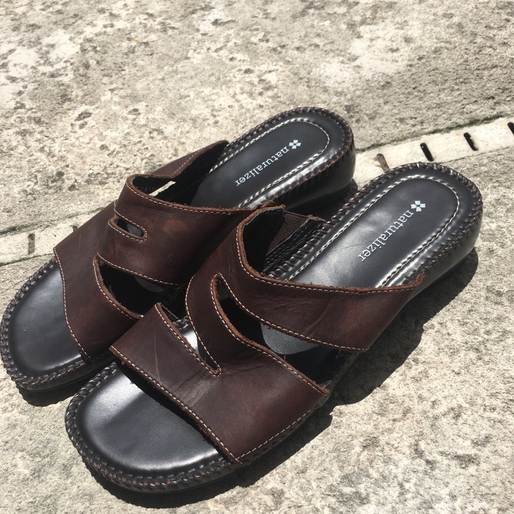 brown leather sandals